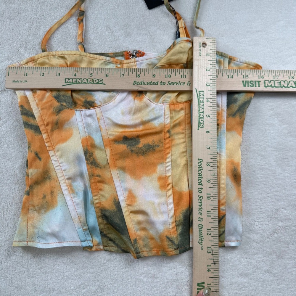 PrettyLittleThing Orange Tie Dye Structured Corset Top US 6 NWT Summer - Picture 3 of 7